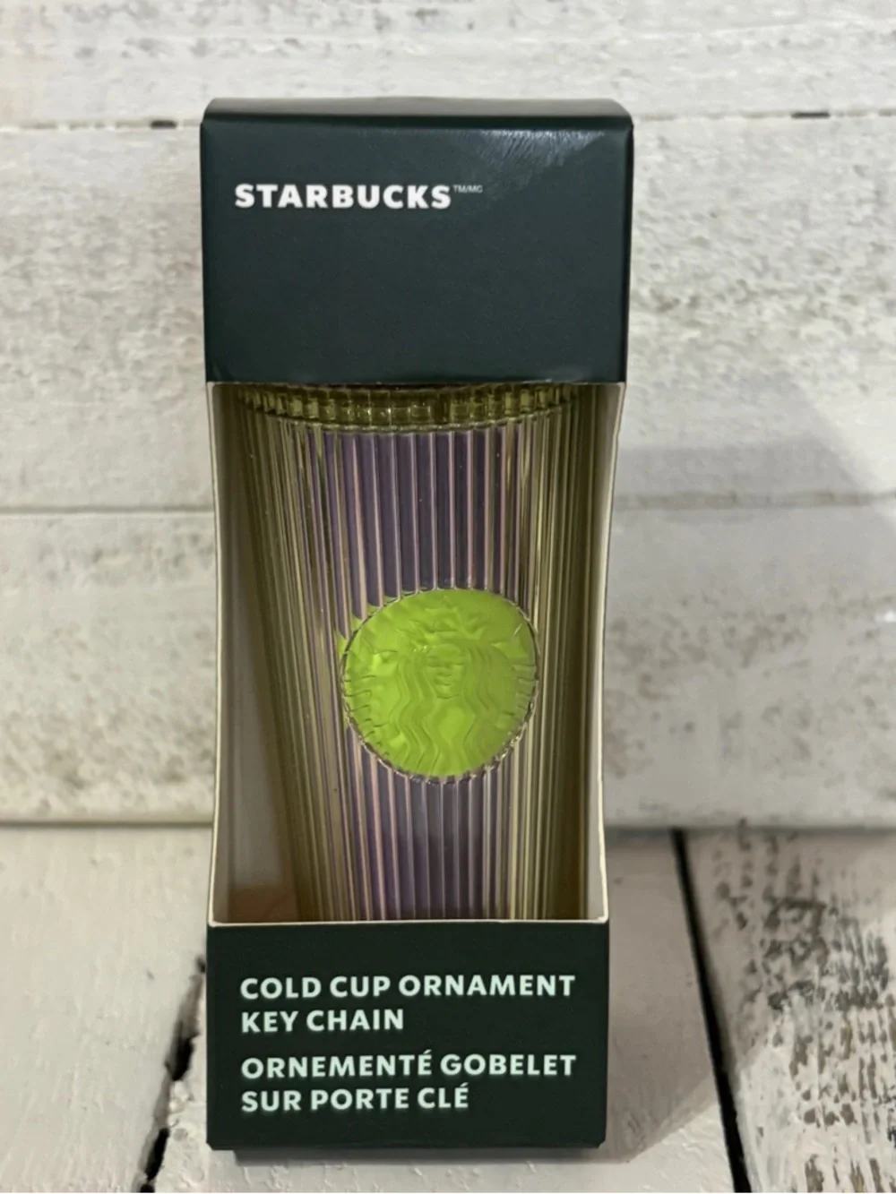 NWT Starbucks Lilac & Lime Ribbed Acrylic Tumbler Keychain